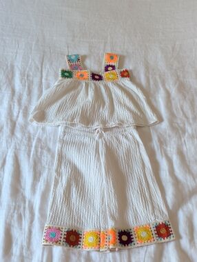 Zara Two-Piece Set with Multicolor Crochet Trim